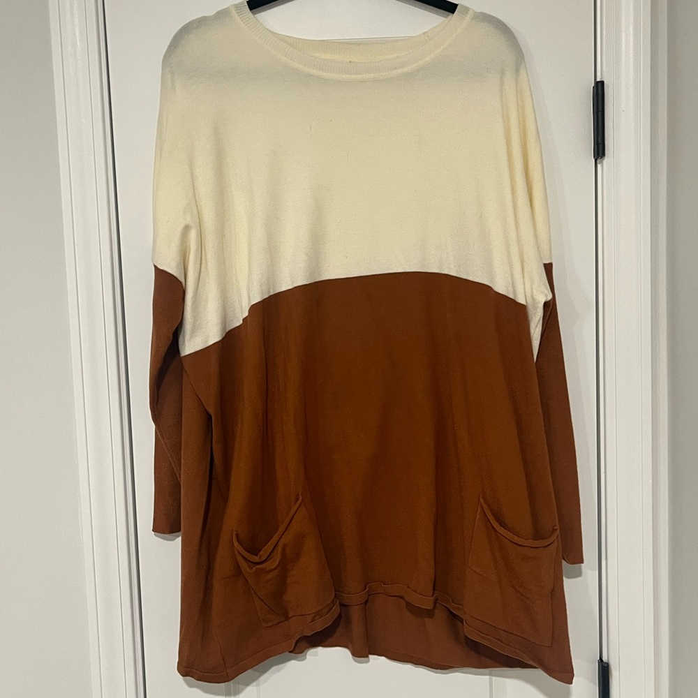 Tea n Rose Cream and Brown Sweater